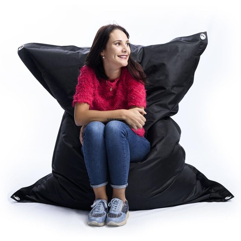 Livedeco - Pouf Extérieur, Outdoor, Jardin, Terrasse, Noir BiG52 iron raw