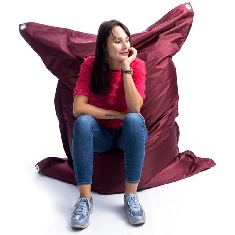 Livedeco - Pouf Extérieur, Outdoor, Jardin, Terrasse, Prune BiG52 iron raw