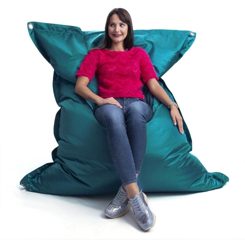 Livedeco - Pouf Extérieur, Outdoor, Jardin, Terrasse, Turquoise BiG52 iron raw