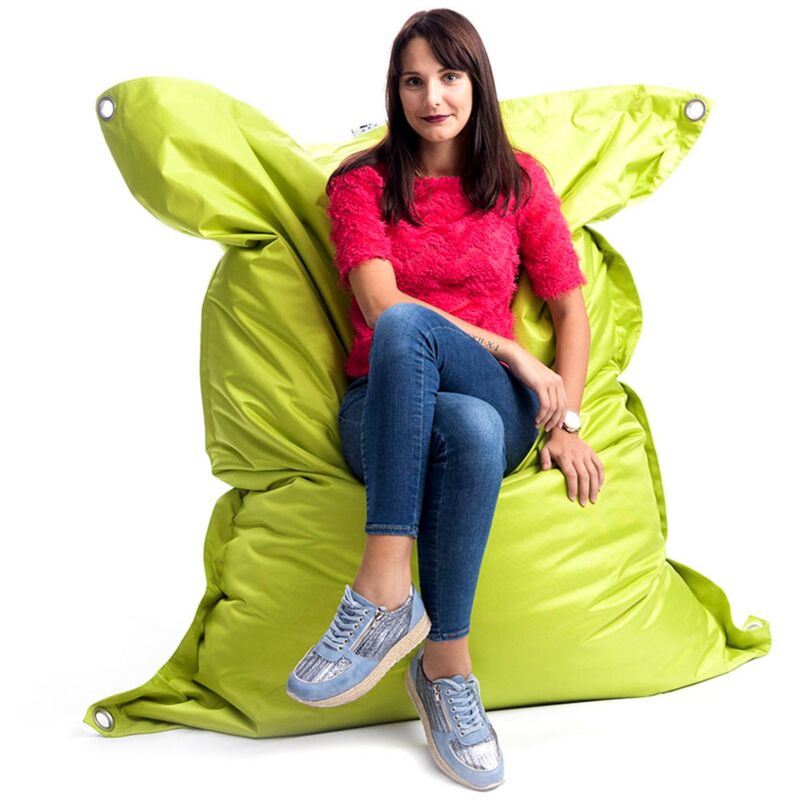 Livedeco - Pouf Extérieur, Outdoor, Jardin, Terrasse, Vert Lime BiG52 iron raw