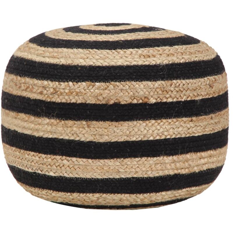 Pouf fait à la main Noir 45 x 30 cm Jute Vidaxl