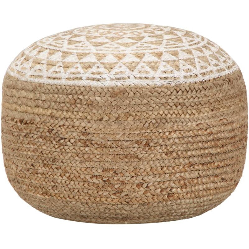 Pouf fait à la main Blanc 45x30 cm Jute