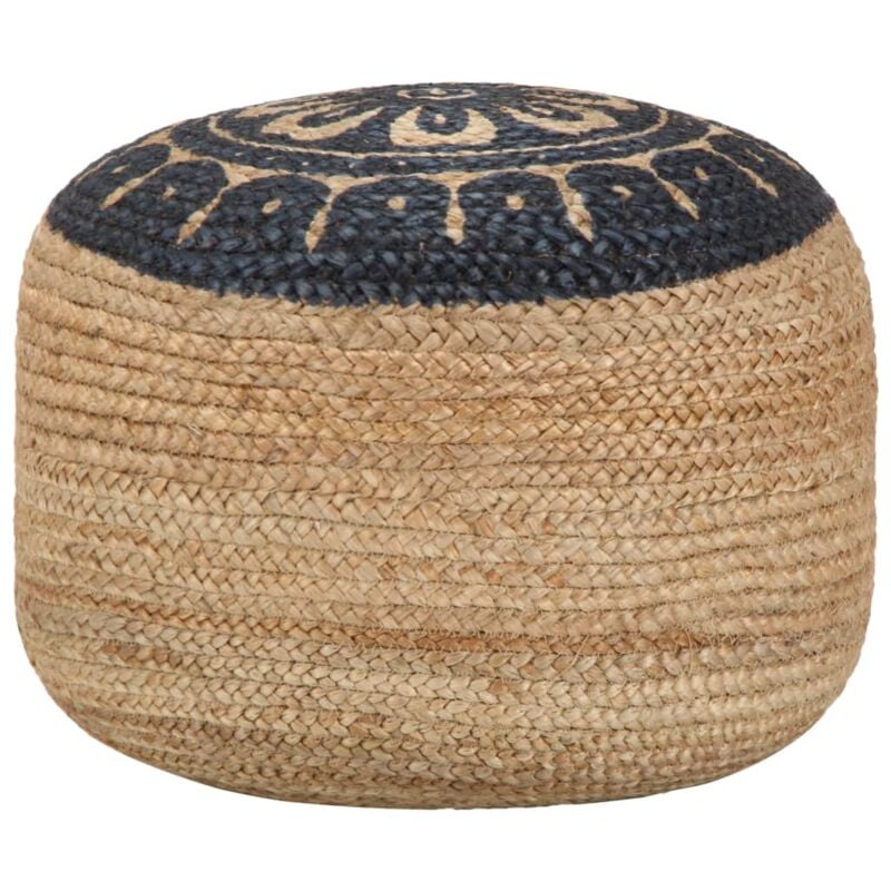 Pouf fait à la main Pouf de Salon Tabouret Bas Bleu 45 x 30 cm Jute 96753
