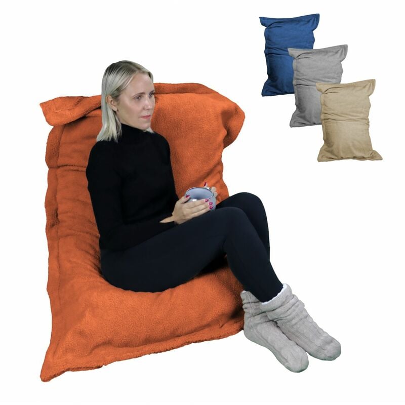 Pouf, fauteuil d'intérieur déhoussable - 90 x 140 cm - Sherpa - Terracotta Vivezen