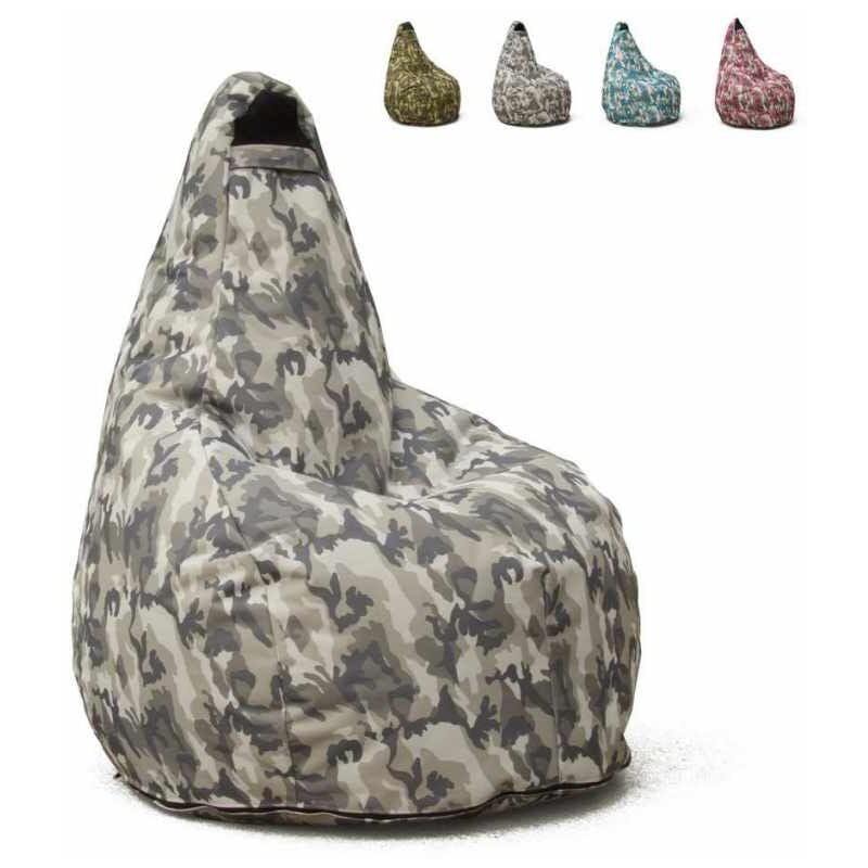Pouf Fauteuil Pouf sac à Poire pour Extérieur Imperméable Mimétiques Made in Italy Summer Camouflage | Couleur: Urban