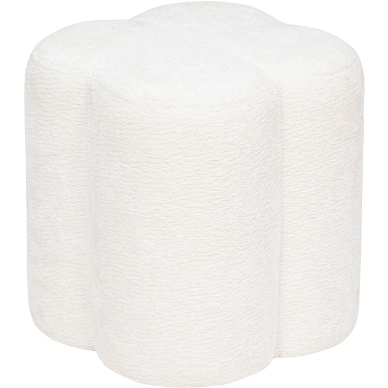 Atmosphera - Pouf fleur en tissu chenille lavon