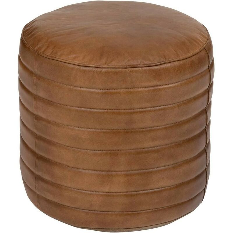 Pouf Gaj En Cuir Caramel Marron - Atmosphera