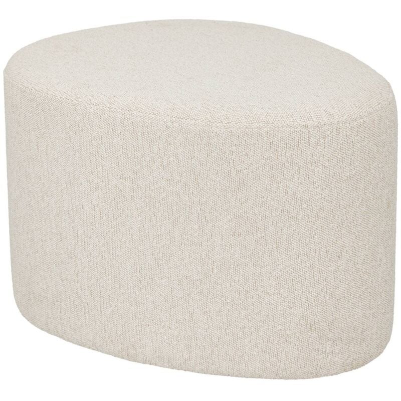 Pouf galet bouclette Estria blanc ivoire 47x38cm Atmosphera créateur d'intérieur