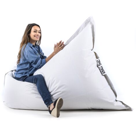 Pouf Géant Blanc BiG52 Classic 170x130 cm - Déhoussable, Intérieur/Extérieur, Rempli de Billes de Polystyrène