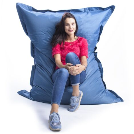 Pouf Géant Bleu Canard BiG52 Classic 170x130 cm - Déhoussable, Intérieur/Extérieur, Rempli de Billes de Polystyrène