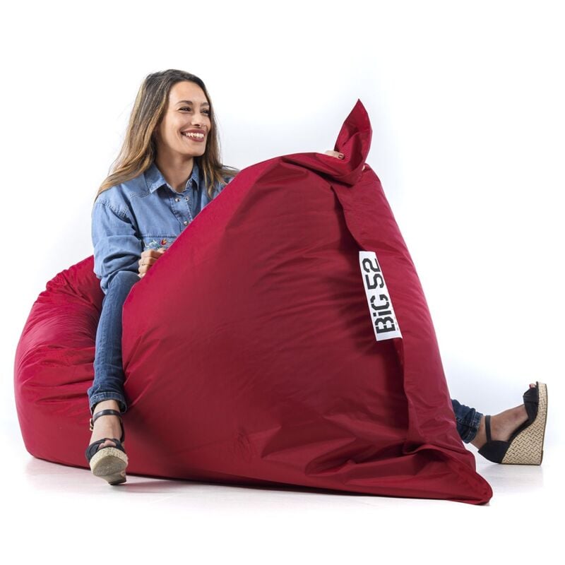 Pouf Géant Bordeaux BiG52 Classic 170x130 cm - Déhoussable, Intérieur/Extérieur, Rempli de Billes de Polystyrène