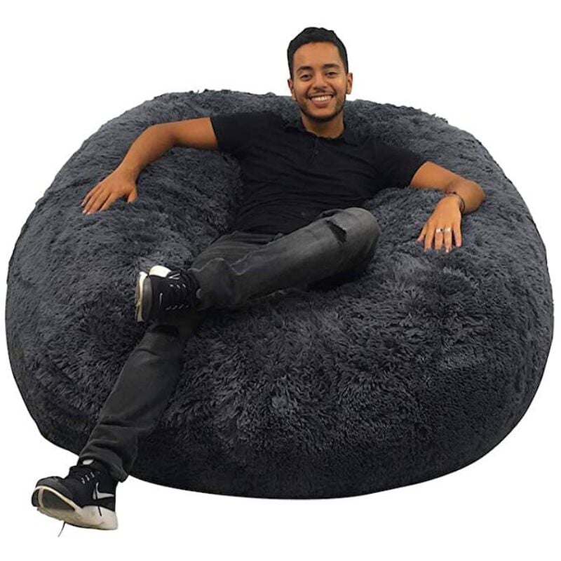 Bananair - Pouf Géant Fourrure - 140 cm - Banabag Gris
