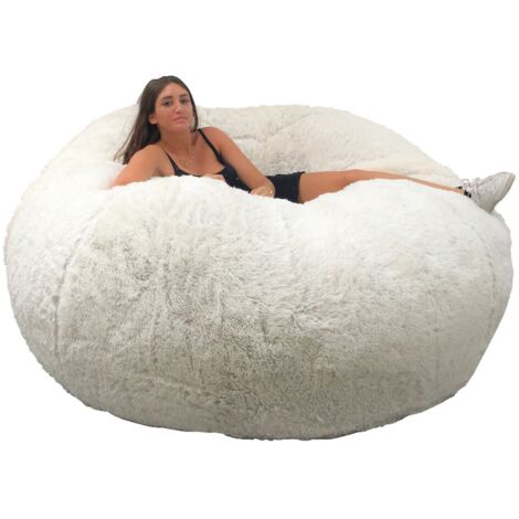 Pouf géant en fourrure artificielle 160 cm – Ultra-moelleux pour détente – Housse lavable – Confort optimal pour toute la famille