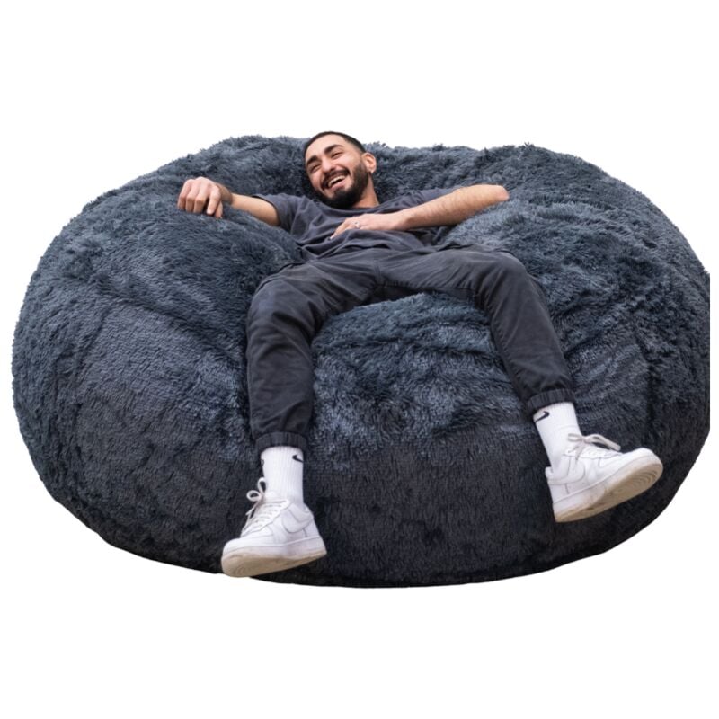 Pouf Géant Fourrure - 200 cm - Banabag Gris Bananair