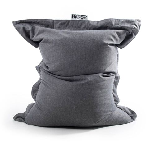 Pouf Géant Lin Intérieur Salon, Déhoussable, Cocooning Gris Foncé BiG52