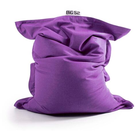 Pouf Géant Lin Intérieur Salon, Déhoussable, Cocooning Violet BiG52