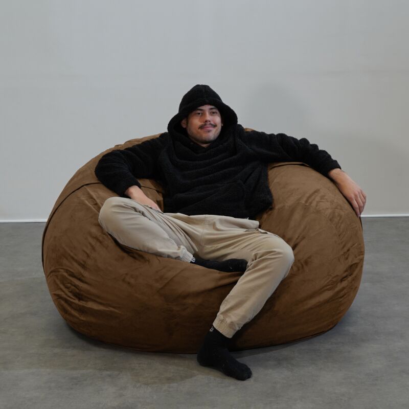 Bananair - Pouf Géant Microsuède - 140 cm - Banabag Chocolat