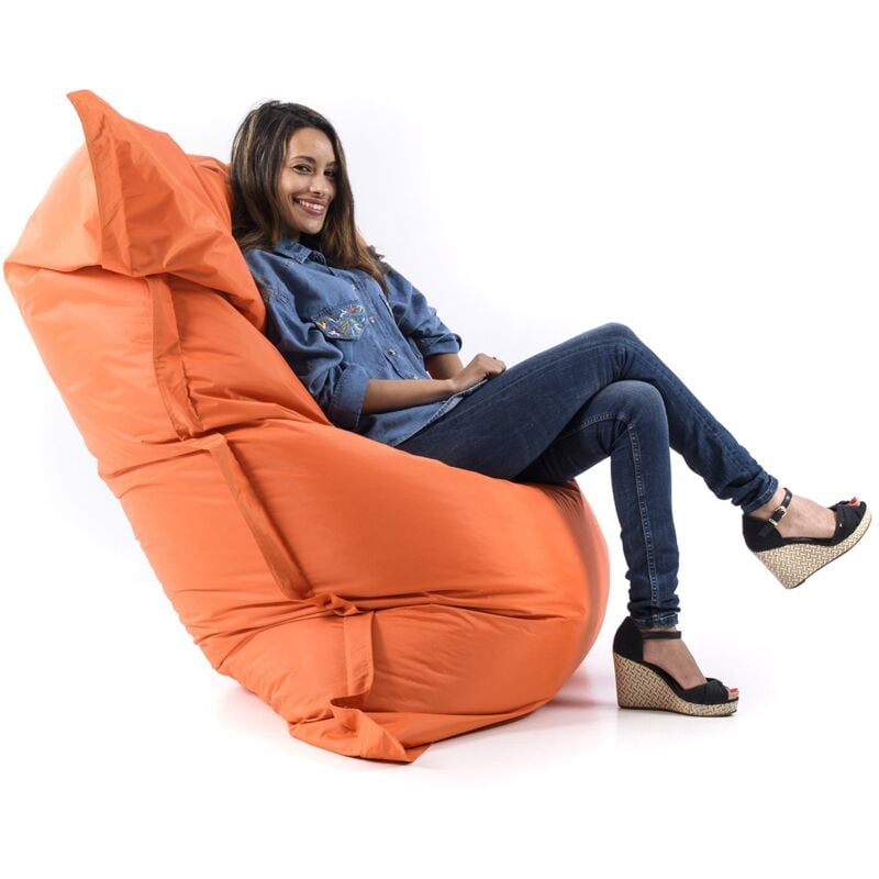 Pouf Géant Orange BiG52 Classic 170x130 cm - Déhoussable, Intérieur/Extérieur, Rempli de Billes de Polystyrène