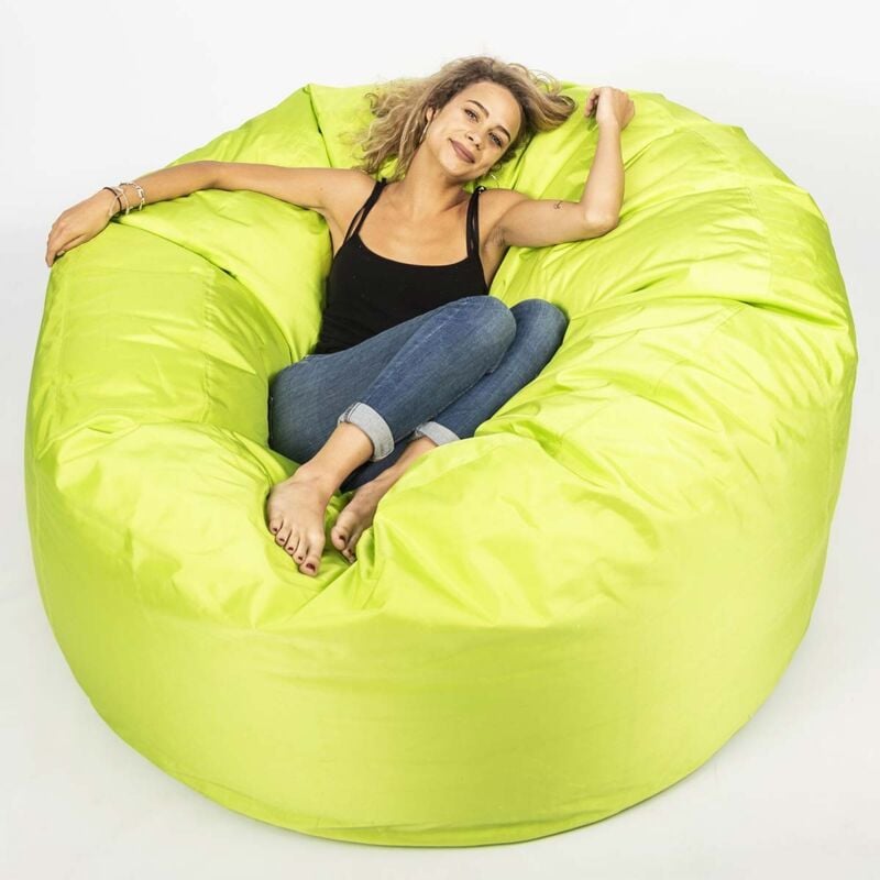 Livedeco - Pouf Géant Rond xxl Extérieur En Tissu Résistant Outdoor Vert Lime, Déhoussable, Pour Jardin, terrasse - TiTAN