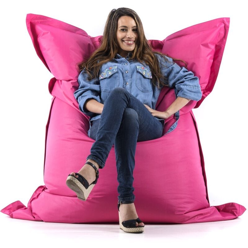 Pouf Géant Rose BiG52 Classic 170x130 cm - Déhoussable, Intérieur/Extérieur, Rempli de Billes de Polystyrène