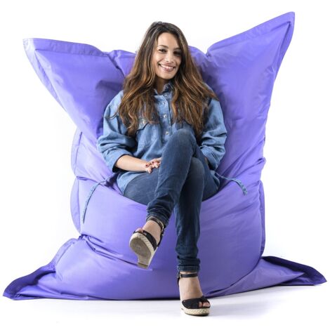 Pouf Géant Violet BiG52 Classic 170x130 cm - Déhoussable, Intérieur/Extérieur, Rempli de Billes de Polystyrène