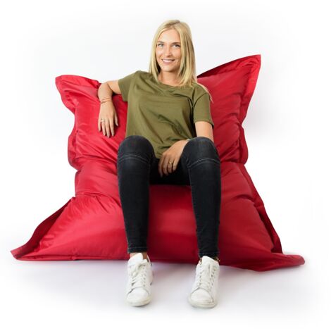 Pouf Géant XL 160 x120 cm Intérieur et Extérieur, Déhoussable, Salon, Jardin, Rouge BiG52