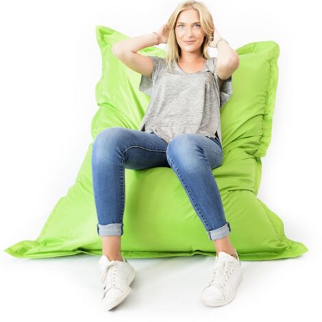 Pouf Géant XL 160 x120 cm Intérieur et Extérieur, Déhoussable, Salon, Jardin, Vert BiG52