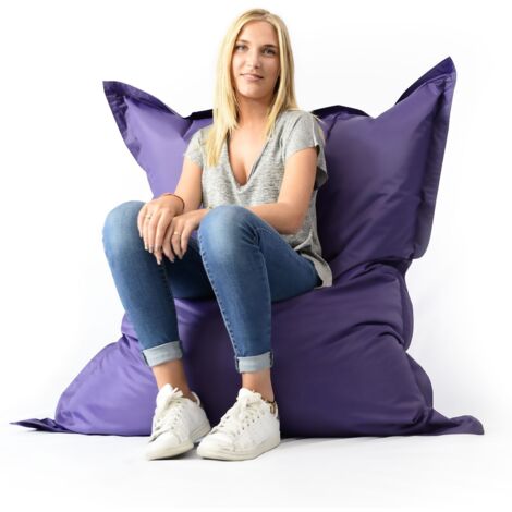 Pouf Géant XL 160 x120 cm Intérieur et Extérieur, Déhoussable, Salon, Jardin, Violet BiG52