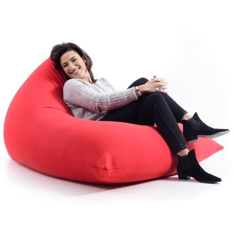 Pouf Géant XL Forme Berlingot Intérieur, Déhoussable, Salon, Chambre, Tissu Stretch élastique, Rouge BiG52