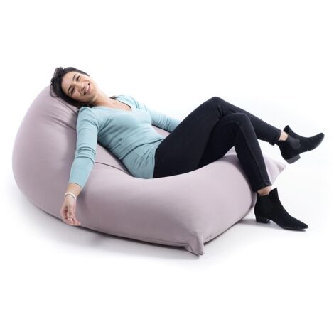 Pouf Géant XL Forme Berlingot Intérieur, Déhoussable, Salon, Chambre, Tissu Stretch élastique, Taupe BiG52