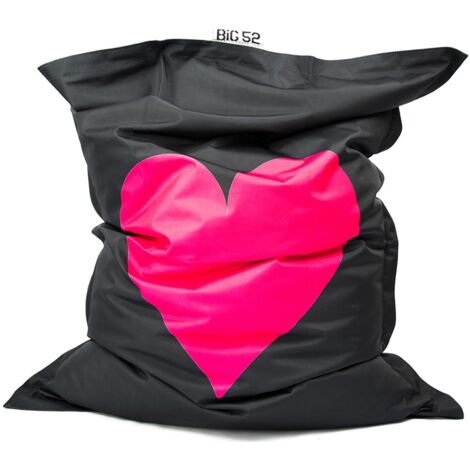 Pouf Géant XL Imprimé, Déhoussable, Intérieur, Salon, Chambre, Coeur Rose BiG52