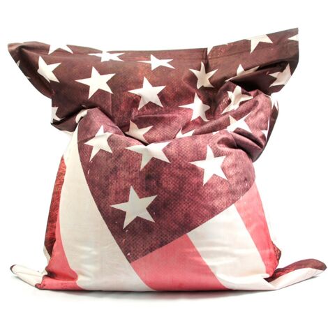 Pouf Géant XL Imprimé, Déhoussable, Intérieur, Salon, Chambre, VINTAGE USA Drapeau U.S BiG52