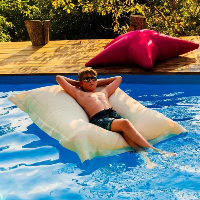 Livedeco - Pouf Géant xxl Déhoussable, Flottant Pour Piscine, Beige pool BiG52