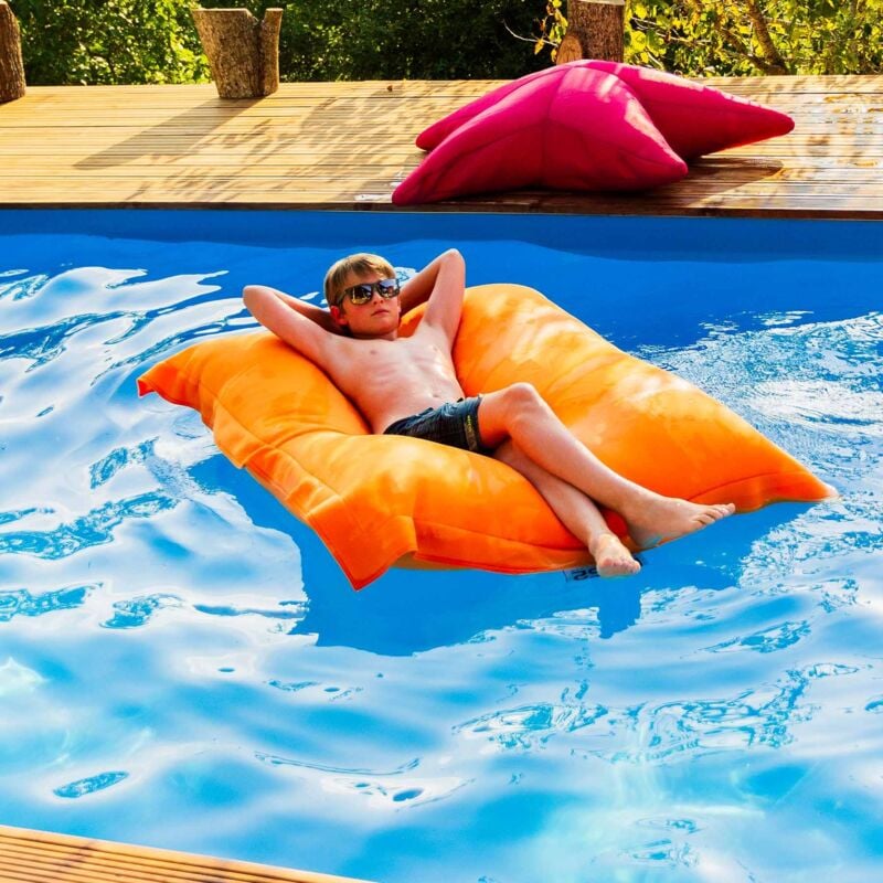 Livedeco - Pouf Géant xxl Déhoussable, Flottant Pour Piscine, Orange pool BiG52