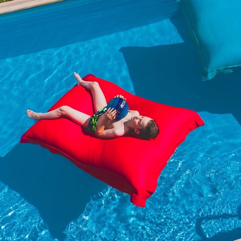 Livedeco - Pouf Géant xxl Déhoussable, Flottant Pour Piscine, Rouge pool BiG52