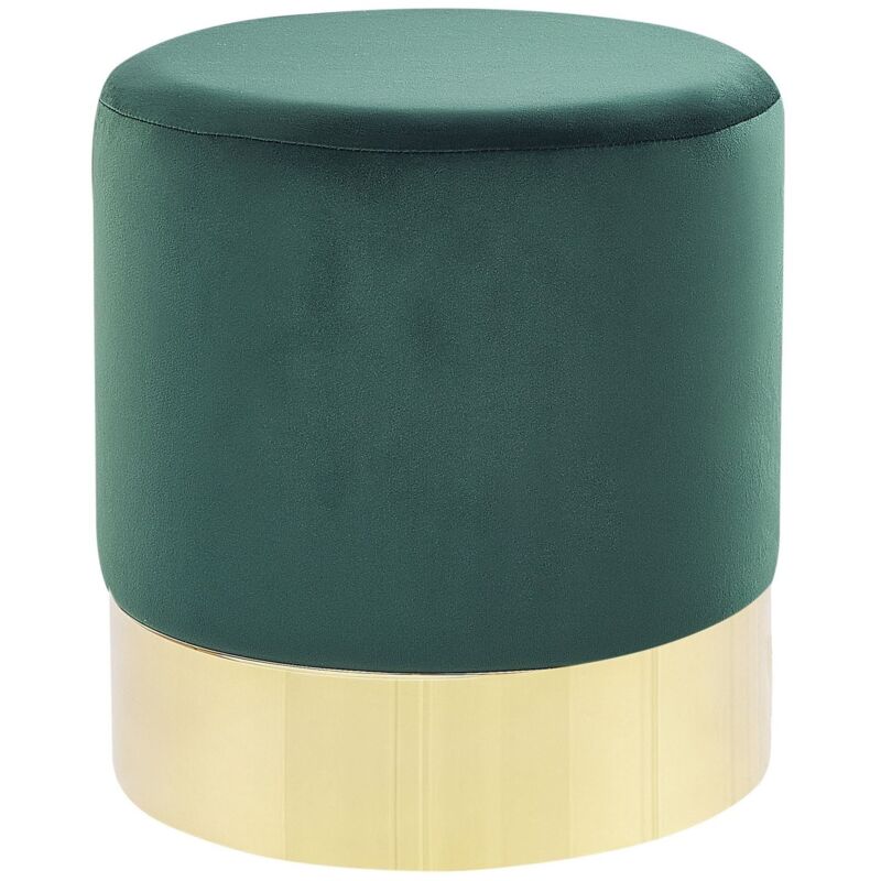 Beliani Pouf Grün Samtstoff Rund 39 Cm Sockel Fuß Gold Metall Barock Deko Ottomane Sitzpouf Für Schminktisch, Wohn-, Schlaf- Und Ankleidezimmer
