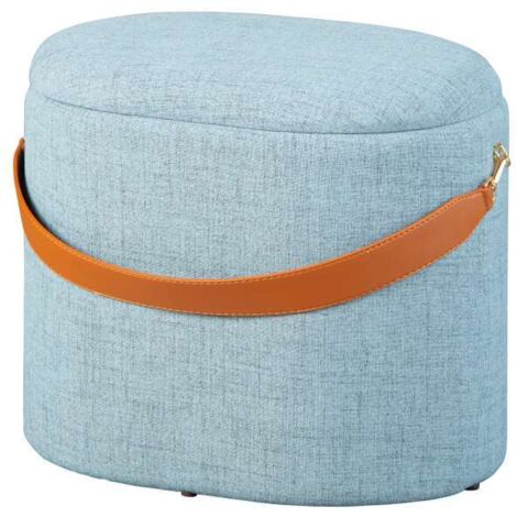 pouf grigio con contenitore e maniglia in ecopelle, 42x30x36cm
