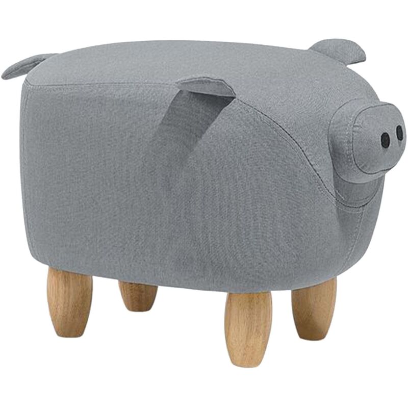 Petit Tabouret Pouf pour Enfant 35 cm de Hauteur en Forme d'Éléphant en Tissu Doux Gris Clair avec Pieds en Bois d'Hévéa Beliani