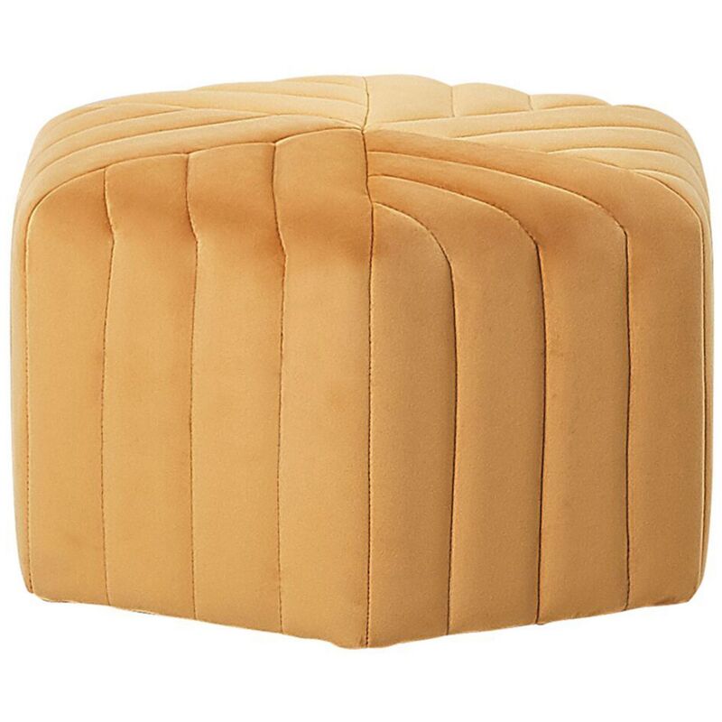 Pouf Décoratif en Forme d'Hexagone en Velours Jaune Foncé Moutarde Murietta