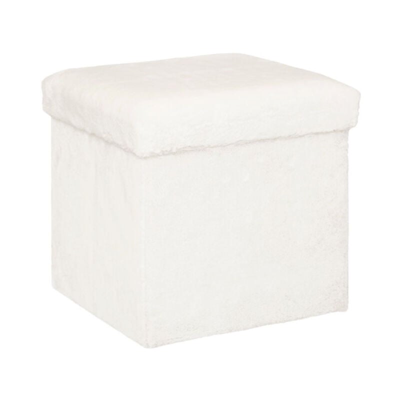 Pouf Imitation Fourrure Pliable 'Ezzio' 38cm Blanc