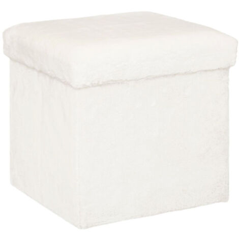 Pouf Imitation Fourrure Pliable "Ezzio" 38cm Blanc
