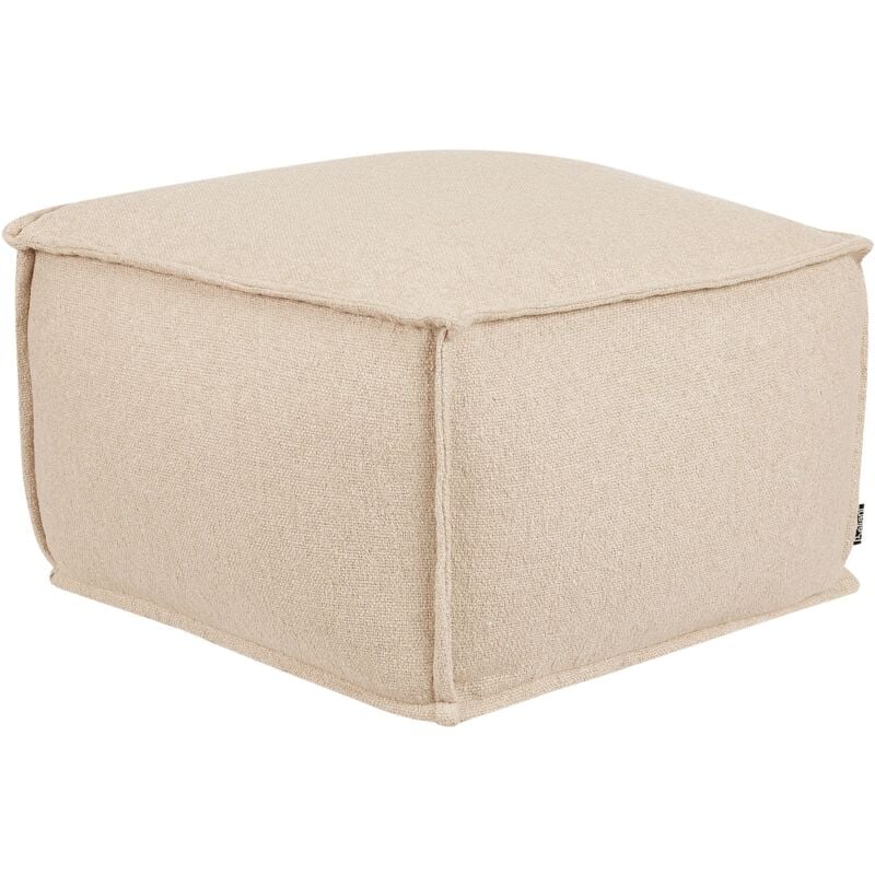 Pouf in cotone beige imbottito con eps di forma quadrata 50 x 50 cm Sherali