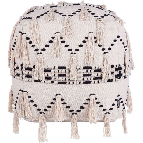 Pouf in cotone beige/nero 50 x 50 cm Thondi