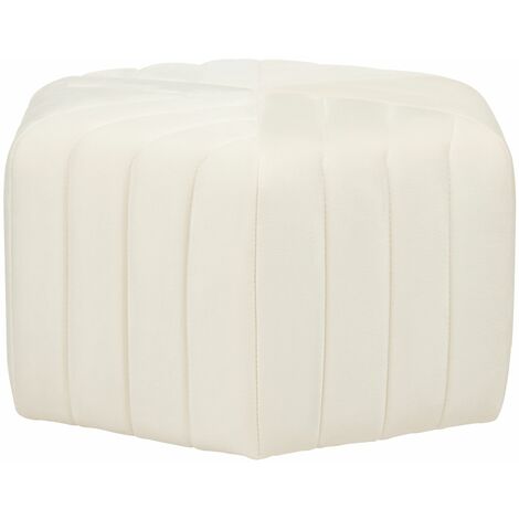Pouf in Creme aus hochwertigem Samtstoff sechseckige Form Murietta