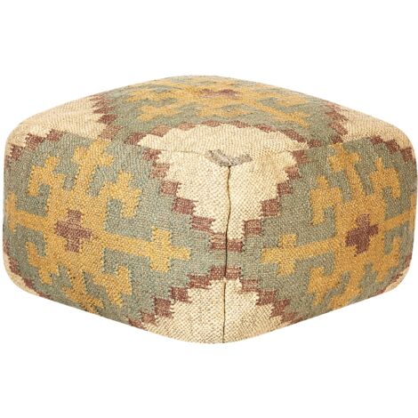 Pouf in iuta in stile etnico multicolore 50 x 50 cm Saron