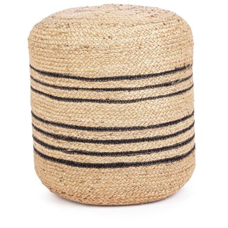 Pouf in Iuta Naturale Nero Stile Rustico da Interno 45 - ANDERSON