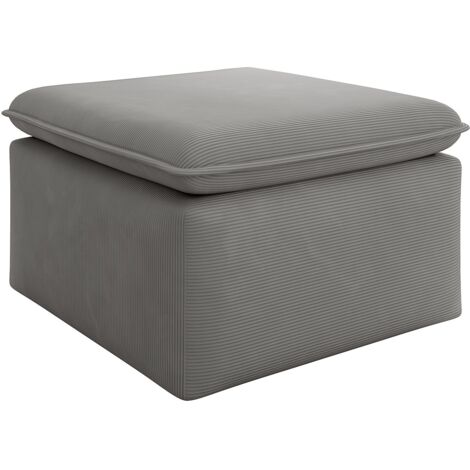 Pouf in Velluto a coste Grigio  - TEODORA