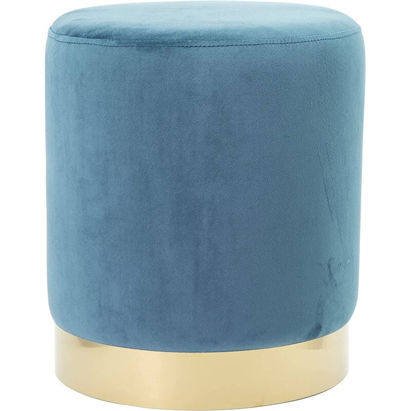 Pouf In Velluto Poggiapiedi Sgabello Per Casa Soggiorno Letto Camera Salotto Divano Tavolino Rotondo Poltrona Blu chiaro - Marvin