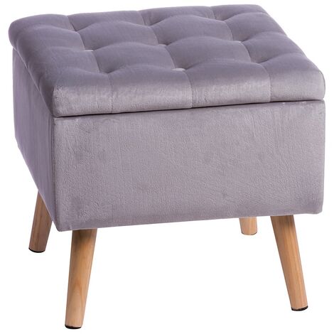 Pouf contenitore velluto grigio