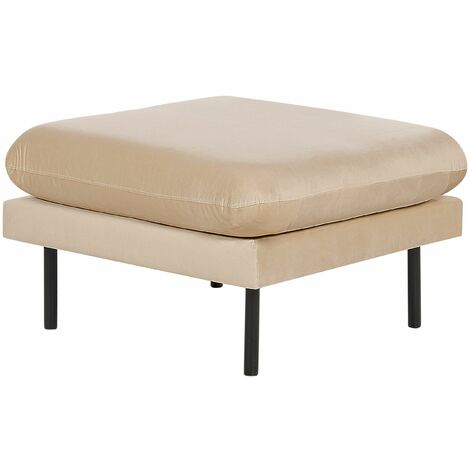 Pouf in Velluto beige con Gambe Nere 70 x 70 cm Vinterbro
